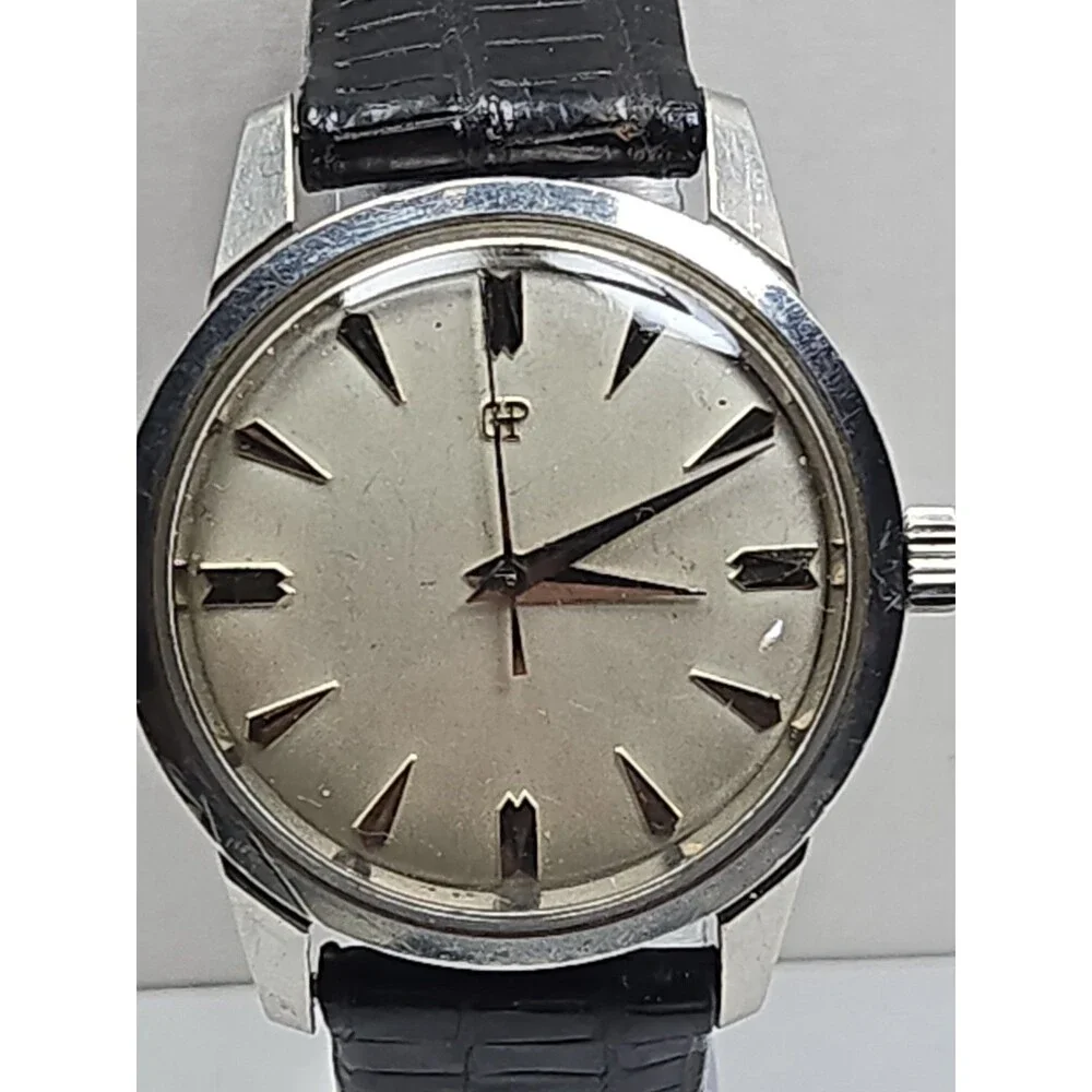 Vintage Girard Perregaux Mens Swiss Manual Wind Stainless Steel Dress Watch Runs